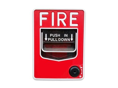 Yangın alarmı alarmı beyaz arkaplanda izole edildi