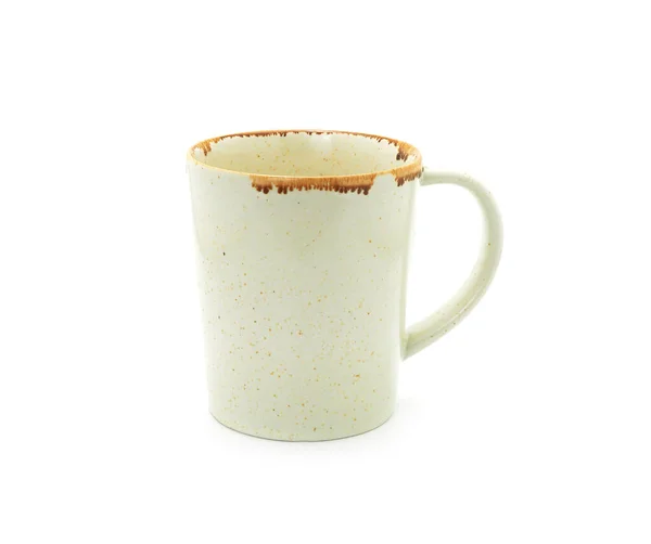Üres Bézs Színű Kávé Vagy Tea Bögre Elszigetelt Fehér Alapon — Stock Fotó