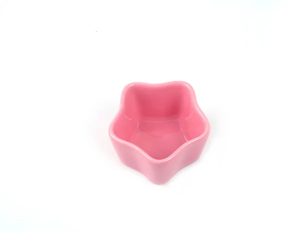 Κενό Ροζ Αστερόσχημο Κεραμικό Πιάτο Που Απομονώνεται Λευκό Φόντο Χρήση — Φωτογραφία Αρχείου