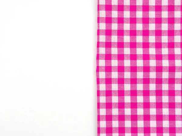 Κοντινό Πλάνο Από Ροζ Και Λευκό Καρό Ύφασμα Χαρτοπετσέτα Λευκό — Φωτογραφία Αρχείου