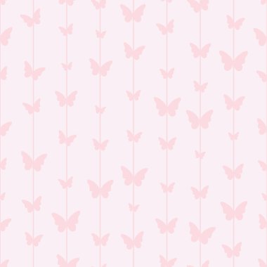 Pastel pembe çizgili kelebek deseni. Vektör pürüzsüz tekrarlanan arkaplan tasarımı.