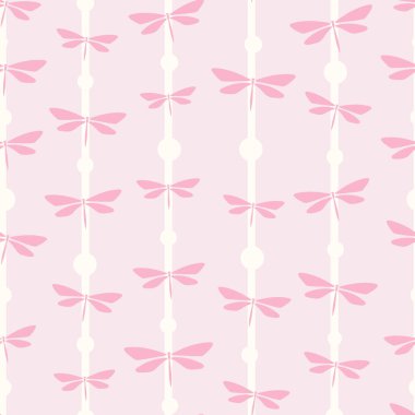 Yusufçukların kusursuz bir şablon arka planı vardır. Pastel pembe, yusufçuk desenli..