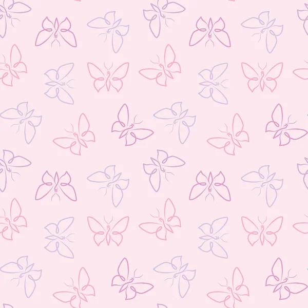 Pastell Schmetterlinge Nahtlose Wiederholung Muster Vektor Hintergrund Schmetterling Symbole Zufällige — Stockvektor