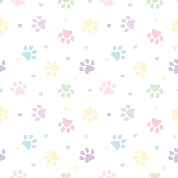 Kalpleri ve patileri kusursuz bir şekilde tekrar eden bir arka plan. Hayvan arka plan vektörü, pastel.