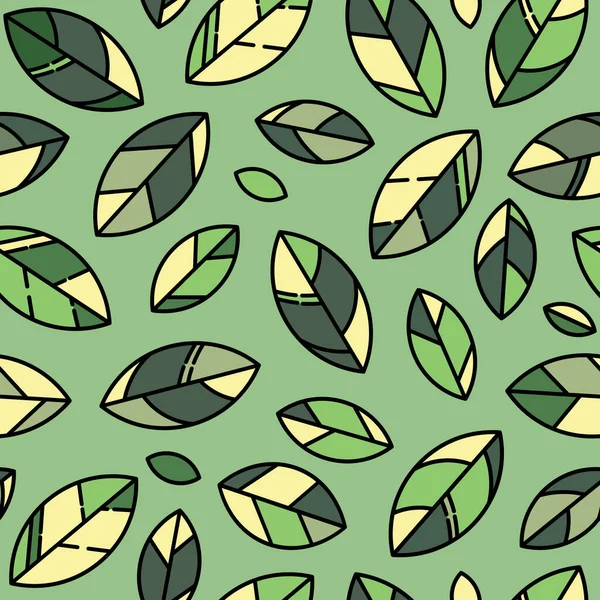 绿色几何叶子无缝重复图案背景设计 自然向量模式抽象叶 — 图库矢量图片