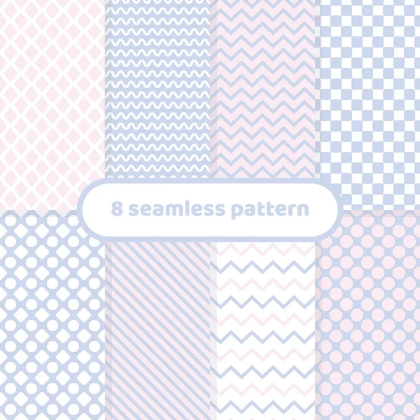 Lindos patrones gométricos diferentes, conjunto de patrones abstractos, pastel — Vector de stock