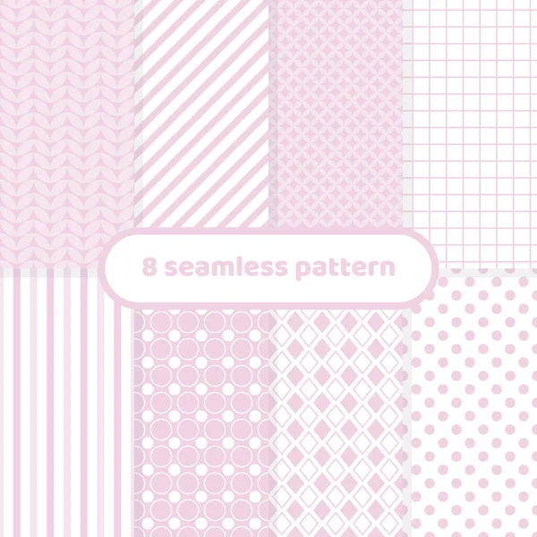 Söta olika geometriska mönster, rosa abstrakt mönster set, pastell — Stock vektor
