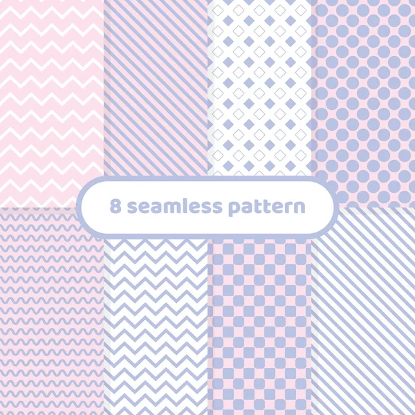 Lindos patrones geométricos diferentes, conjunto de patrones abstractos, pastel — Vector de stock