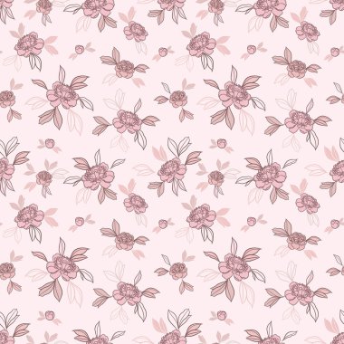 Kusursuz tekrarlama deseni, çiçekli tekrarlama deseni tasarımı. Pastel pembe midilli çiçek desenli arka plan.