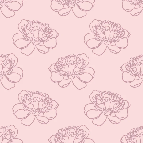 Modèle Répétition Florale Pivoine Rose Pastel Vecteur Fond Répéter Fleur — Image vectorielle