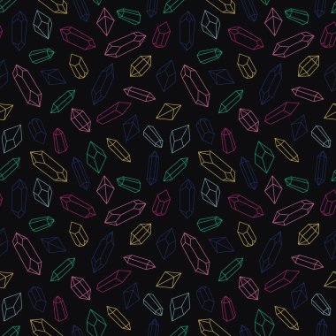 Kusursuz tekrar eden değerli taş, siyah, renkli kristal arka plan tasarımı.