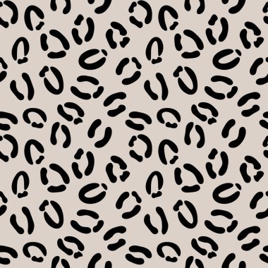 Siyah ve kahverengi çita desenli hayvan deseni, leopar deseni, kusursuz tekrar eden vektör arkaplanı..