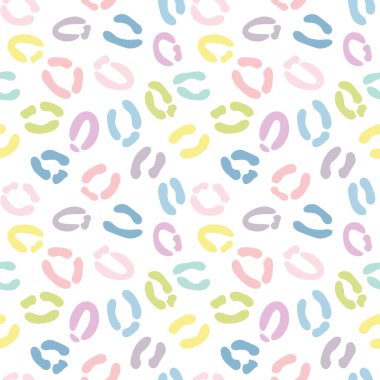 Renkli çita izi, beyaz arkaplanda hayvan deseni tasarımı.