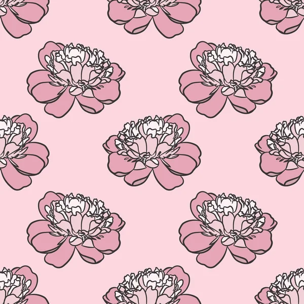 Modèle Pivoine Florale Fond Vectoriel Sans Couture Répété Pastel Design — Image vectorielle