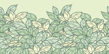 Yeşil, vektör yatay binici bırakır. El yapımı yapraklar.