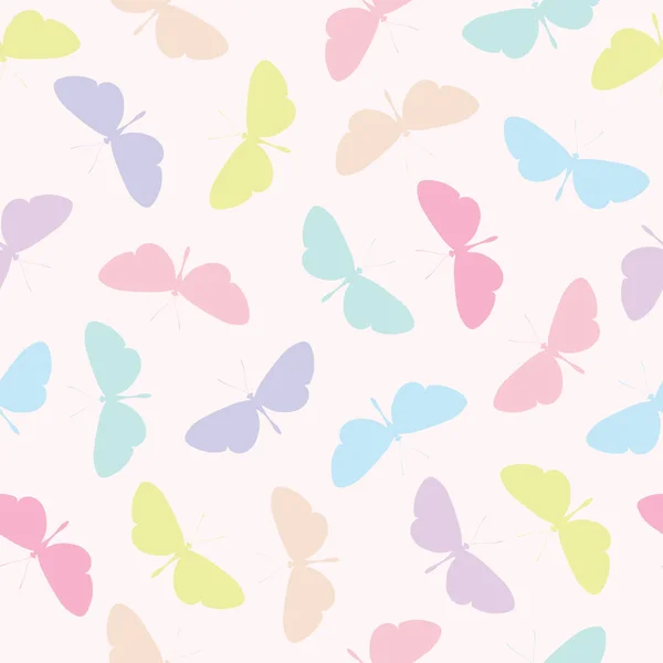 Pastel Colorida Silueta Mariposa Sin Costuras Repetir Fondo Del Patrón — Vector de stock