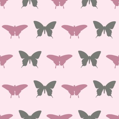 Kelebek silueti pürüzsüz tekrarlanan şablon arka planı, vektör kelebekler.