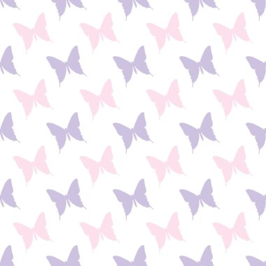 Şirin kelebek, pürüzsüz arka plan, vektör kelebek siluetleri..