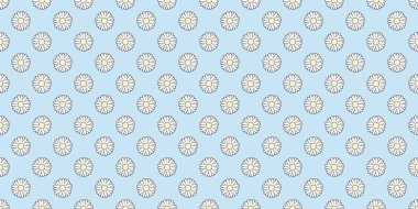 Mavi papatya tekrar deseni, çiçek vektör arkaplanı, basit papatya çiçekleri.