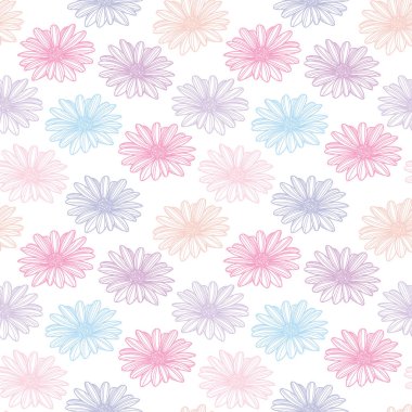 Çiçeksel vektör, elle çizilmiş papatya elementli tekrarlayan desen tasarımı. Sevimli çiçek deseni, bahar tasarımı. Renkli vektör tasarımı.