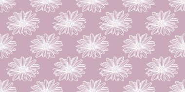 Çiçeksiz papatya deseni, kusursuz vektör arkaplan, sevimli çiçek illüstrasyon duvar kağıdı. Pastel pembe şirin desen.