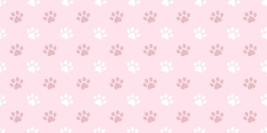 Pastel pembe ve beyaz pençe desenli kalpler, evcil hayvanlar için arka plan, şirin vektör duvar kağıdı.