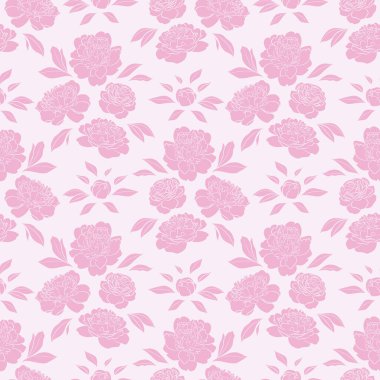 Pembe şakayıklar, şakayık çiçekleri, çiçekli tekrarlanan desen vektör arka planı.