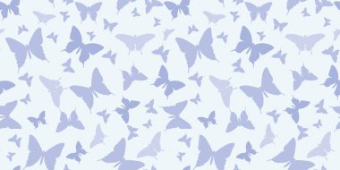 Kelebek silueti, pürüzsüz vektör desenli arka plan, pastel renkli şirin mavi yay deseni, vektör kelebekleri, tekrar eden duvar kağıdı.