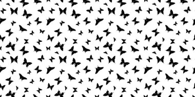 Siyah ve beyaz kelebek siluet vektör modeli arka plan, yay deseni kırlangıç deseni,