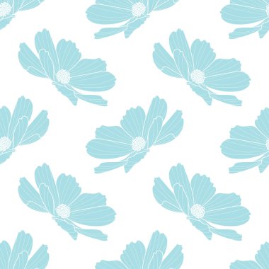 Bahçe kozmosu çiçek deseni, vektör çiçek arkaplanı, bahar deseni, şirin pastel çiçek tasarımı.