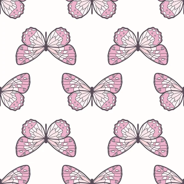 Vector Butterfly Seamless Repeat Pattern Design Background Pink Butterfly Silhouette — Stock Vector