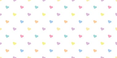 Sevimli renkli kalpler, pürüzsüz tekrar eden vektör arkaplanı, tekrarlayan duvar kağıdı.