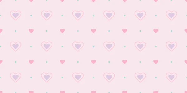 Cute Hearts Seamless Repeat Pattern Vector Background Repeating Wallpaper — Stock Vector