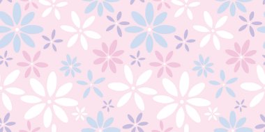 Pastel çiçek desensiz vektör arkaplanı, tekrarlanan duvar kağıdı.