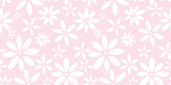 Pink White Floral Seamless Repeat Pattern Vector Background Repeating Wallpaper — Stock Vector