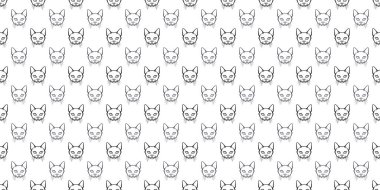 Siyah ve beyaz kedi kusursuz tekrarlanan model vektör arkaplanı, çizgi film kedileri duvar kağıdı