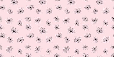 Bahçe kozmosu, kusursuz desen arka plan, vektör duvar kağıdı. Çiçekli bahar deseni.