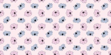 Bahçe kozmosu, kusursuz desen arka plan, vektör duvar kağıdı. Çiçekli bahar deseni.