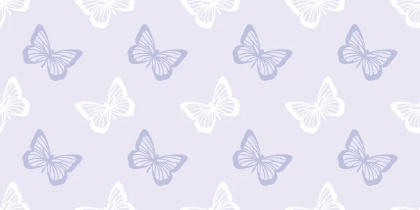 Pastel Mariposa Púrpura Diseño Patrón Repetición Sin Costuras Lindo Fondo — Archivo Imágenes Vectoriales