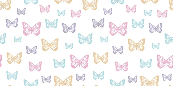 Fondo Patrón Primavera Femenino Pastel Mariposa Diseño Patrón Repetición Sin — Vector de stock