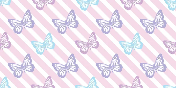 Пастельная Бабочка Бесшовный Повторяющийся Дизайн Шаблона Милые Векторные Обои Бабочка — стоковый вектор