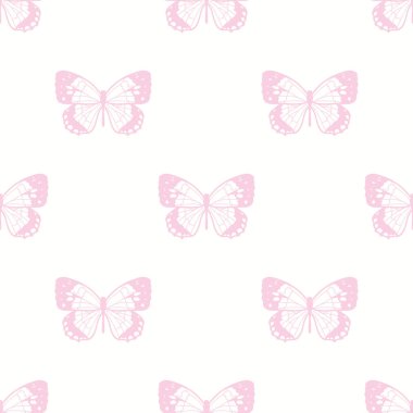 Kelebeksiz desen tasarımı, vektör duvar kâğıdı, şirin kız arkaplanı. Pastel pembe kelebek deseni.