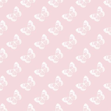 Kelebeksiz desen tasarımı, vektör duvar kâğıdı, şirin kız arkaplanı. Yumuşak, pastel pembe kız desenli tasarım.