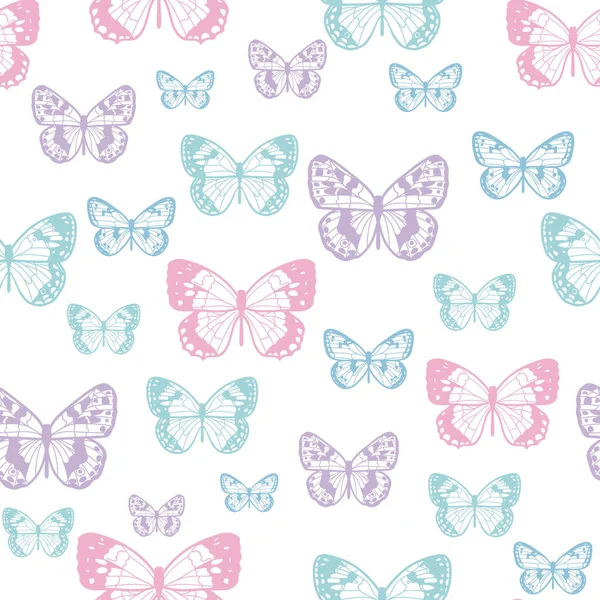 Butterfly Seamless Repeat Pattern Design Vector Wallpaper Cute Girly Background — Vector de stock