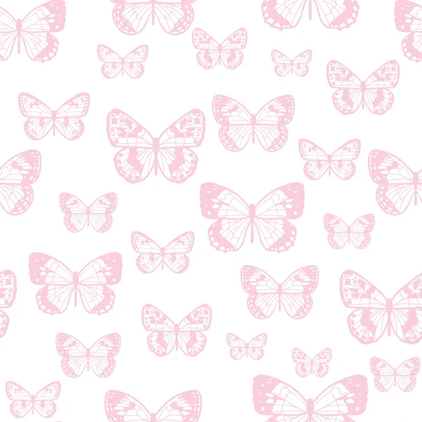 Butterfly Seamless Repeat Pattern Design Vector Wallpaper Cute Girly Background — Vector de stock