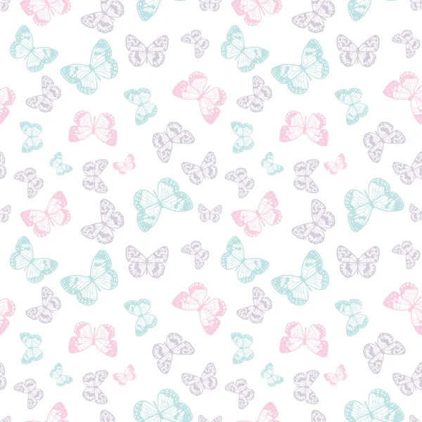 Butterfly Seamless Repeat Pattern Design Vector Wallpaper Cute Girly Background — Vector de stock