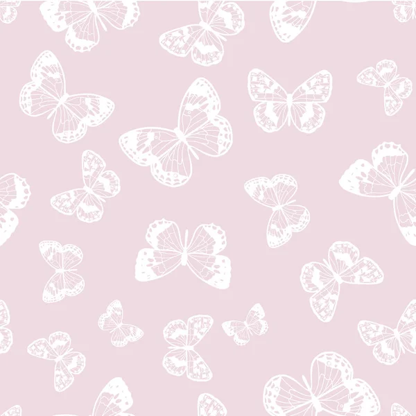 Butterfly Seamless Repeat Pattern Design Vector Wallpaper Cute Girly Background — Vector de stock