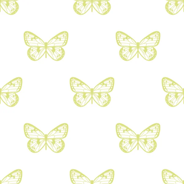 Бесконечный Узор Векторные Обои Симпатичный Женский Фон Желтая Белая Бабочка — стоковый вектор