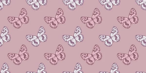 Papillon Design Répétitif Sans Couture Papier Peint Vectoriel Fond Girly — Image vectorielle