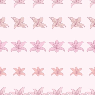 Vektör çiçek arkaplanı, zambak desenli tasarım, kusursuz tekrar desenli fayans, çiçekli arkaplan.